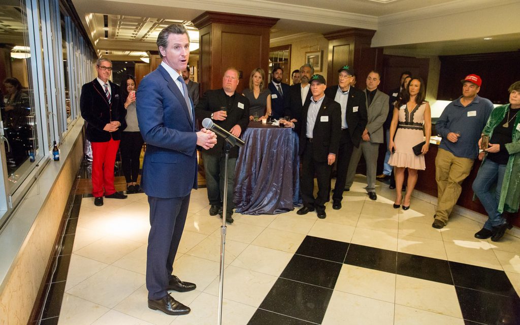 Gavin Newsom speaking at a cannabis conference