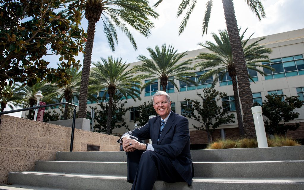 Professor Tom Campbell poses for portraits on the Chapman University campus Monday, November 1, 2016 in Orange, CA. (Justin L. Stewart for Leafly)