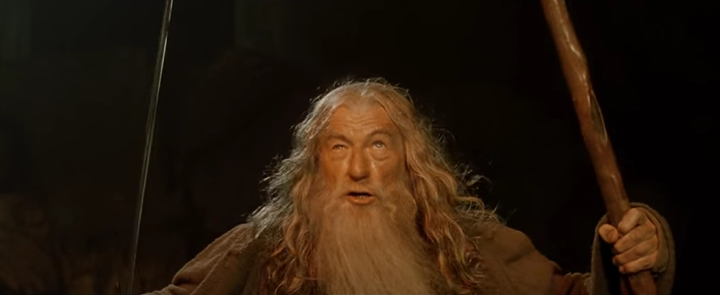 Gandalf facing off against the Balrog in The Fellowship of the Rings