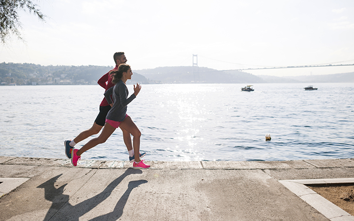 A couple running together